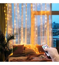 Twinkle Star 300 LED Window Curtain String Light Wedding Party Home Garden Bedroom Outdoor Indoor Wall Decorations Warm Light